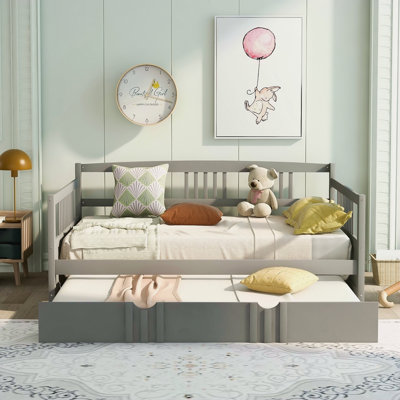 Daybed Wood Bed With Twin Size Trundle