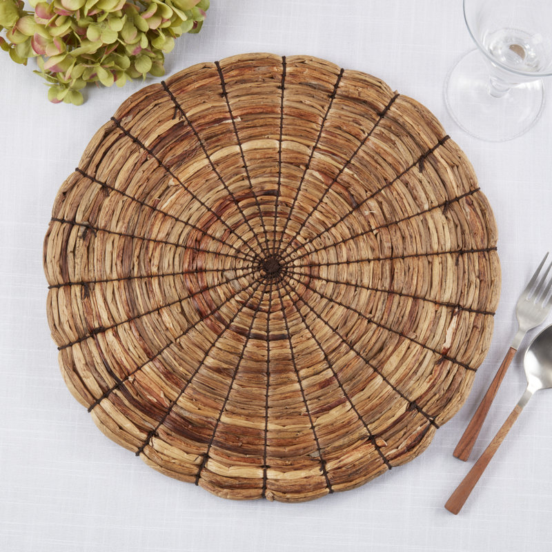 Ensemble de 4 napperons tissés en jacinthe d'eau tissés - Ensemble de napperons de table texturés naturels pour la salle à manger, la cuisine et les réceptions, 15 po