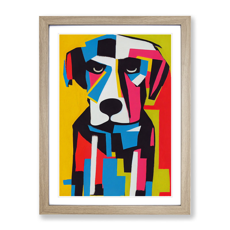 Abstract Dog No.6 - Framed Print, 46cm H x 34cm W x 2cm D, Oak