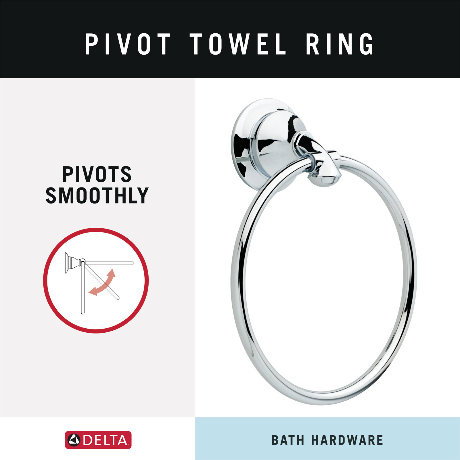 Linden™ Round Closed Towel Ring, Chrome