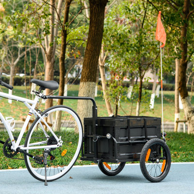 Aosom Bike Cargo Trailer, Bicycle Trailer Wagon Cart With Removable Storage Box, Quick Release 16" Wheels And Safe Reflectors, No Bottom