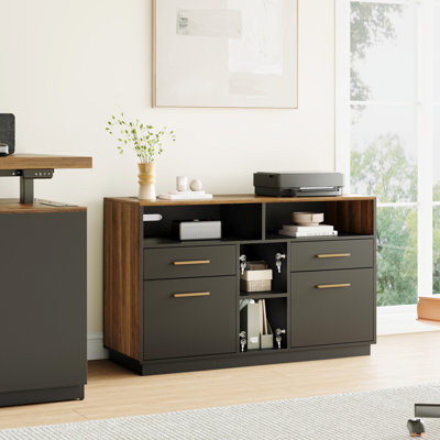 41.3"W 4 Drawer Lateral File Storage Cabinet, With Lock, Power Strip, Storage Shelves For Home Office by Latitude Run