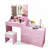 Light Pink Large Makeup Vanity Set With Lights, Usb & Power Outlet And 9 Drawers-349782224