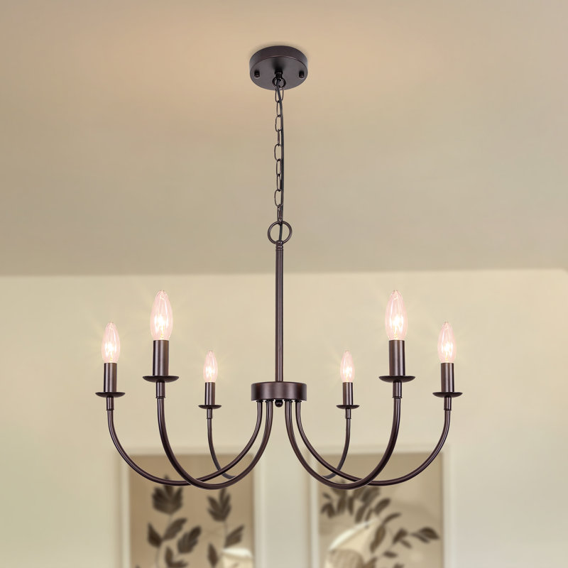 6 - Light Dimmable Classic / Traditional Chandelier, Oil Rubbed Brown