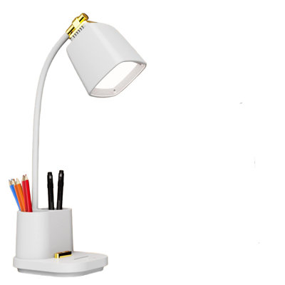 LED Desk Lamp With USB Charging Port Touch Control 3 Color Modes, Stepless Dimming,Eye-Caring LED Table Lamp,Gooseneck Lamp(White)