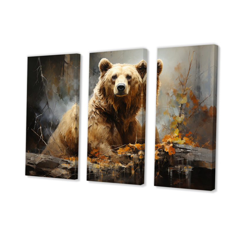 Bear Bears Boundary II sur toile, reproduction de 3 pièces, H 32 po x l 48 po