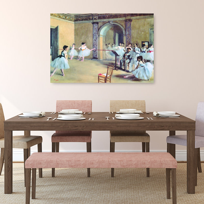 The Dance Foyer At Opera Ver. II Classic Colorful Modern Wall Art Print by Edgar Degas - Wrapped Canvas Print