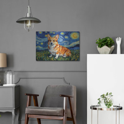  'Pembroke Welsh Corgi Starry Night' by Rich Monet Metal Wall Art, 24" x 16"