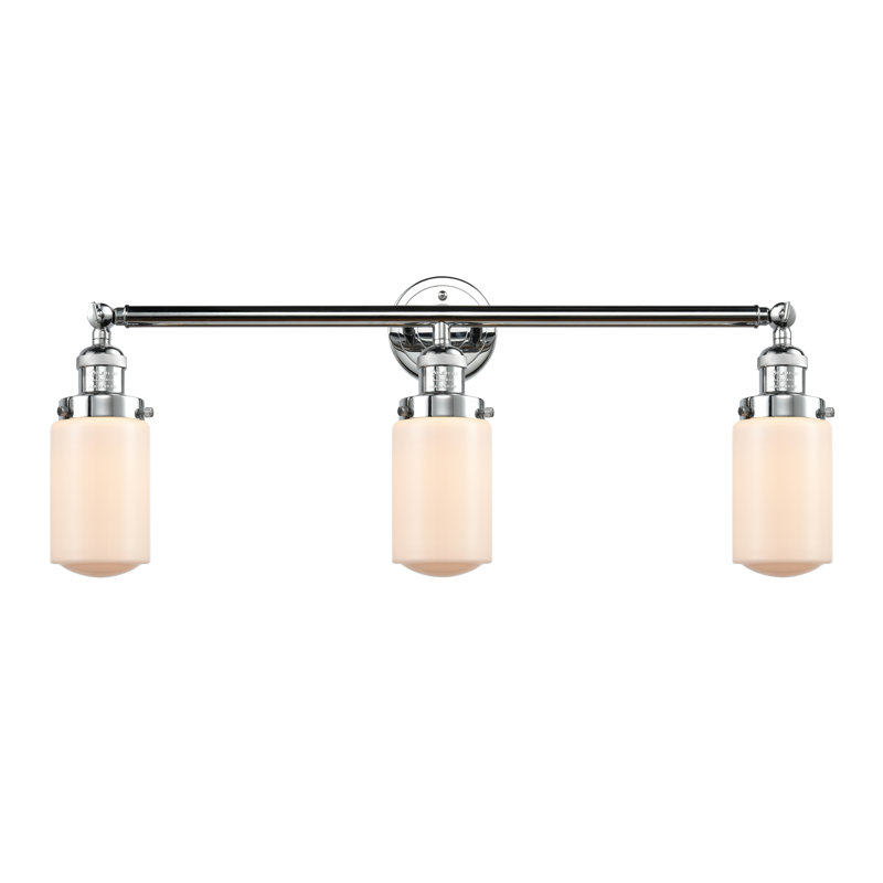 Éclairage pour salle de bain 3 lumières Saroyan, Ampoule DEL rétro de 3,5 watts, Blanc mat, Chrome poli