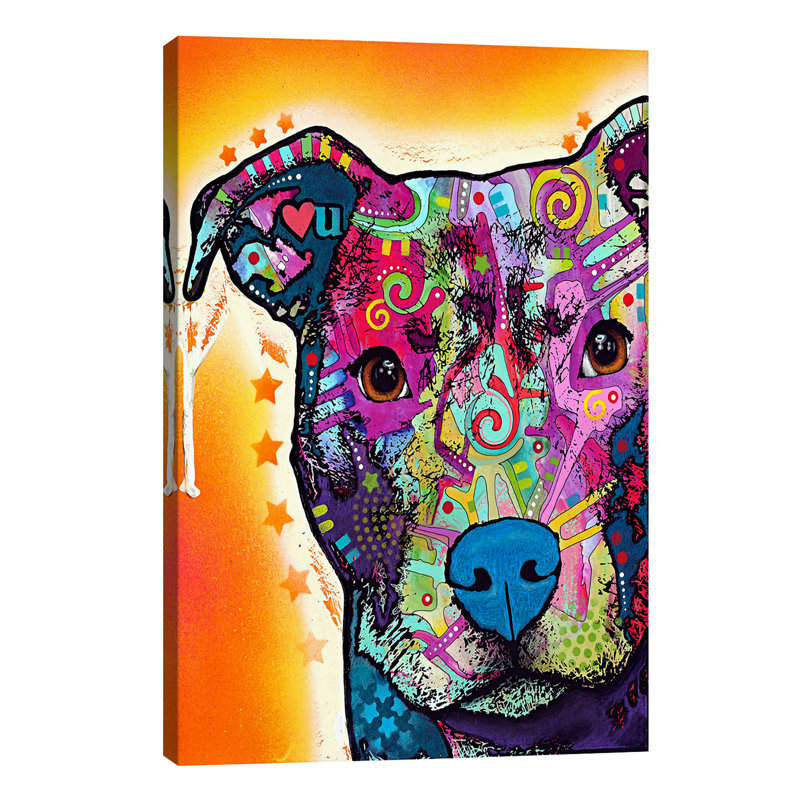 Heart U Pit Bull by Dean Russo - Print on Canvas, No Frame, 66.04 cm H x 45.72 cm W x 1.91 cm D