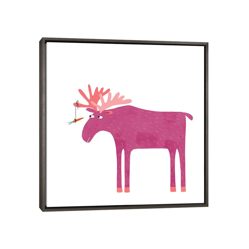 « Daft Moose » par Nic squirrell-impression d’art graphique, Toile avec cadre gris, H 18 po x l 18 po x 1,5 po, Pas de tapis
