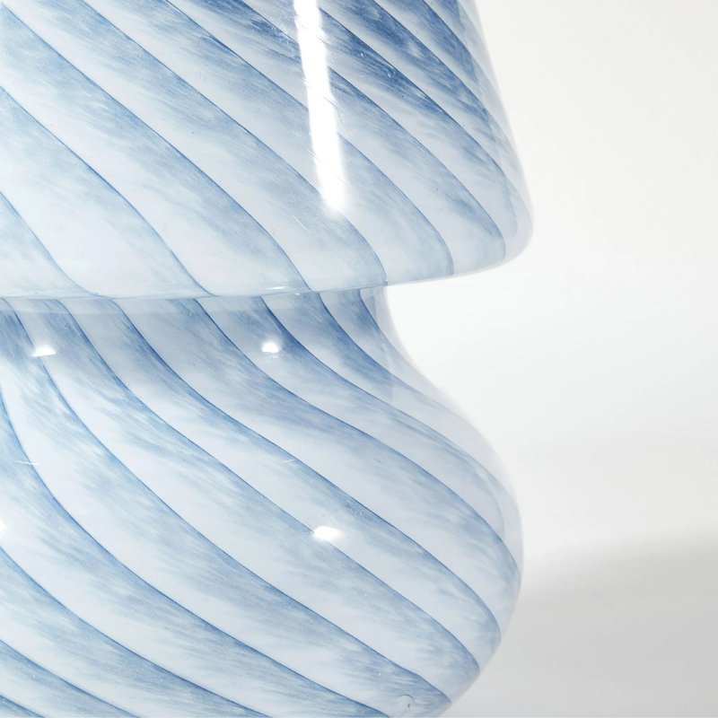  Lampe champignon en verre à rayures bleues