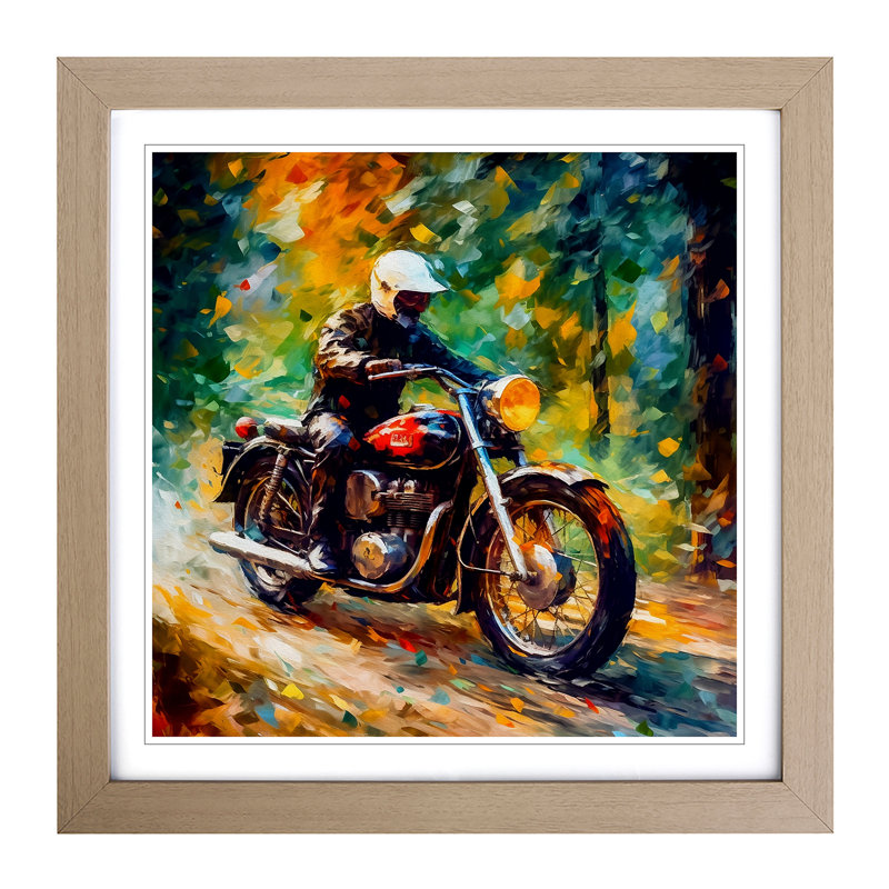 Motorcycle Impressionism - Framed Print, Oak