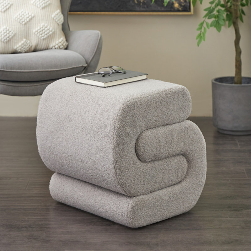 Polyester S- Shaped Room Ottoman With Connected Arches, Gray