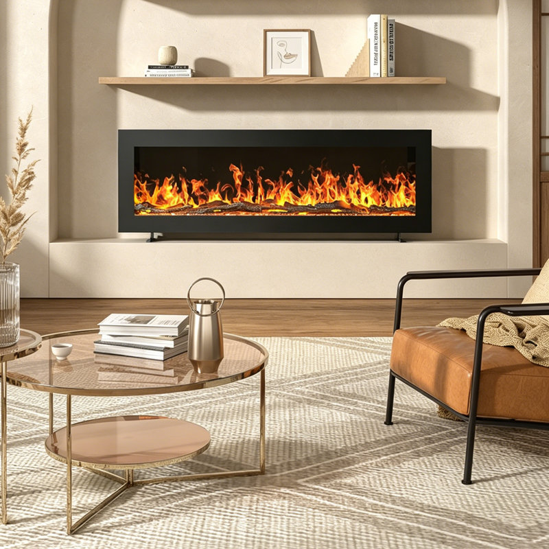 60inch Wall Mount Electric Fireplace, 37.7cm H x 152.4cm W x 19cm D