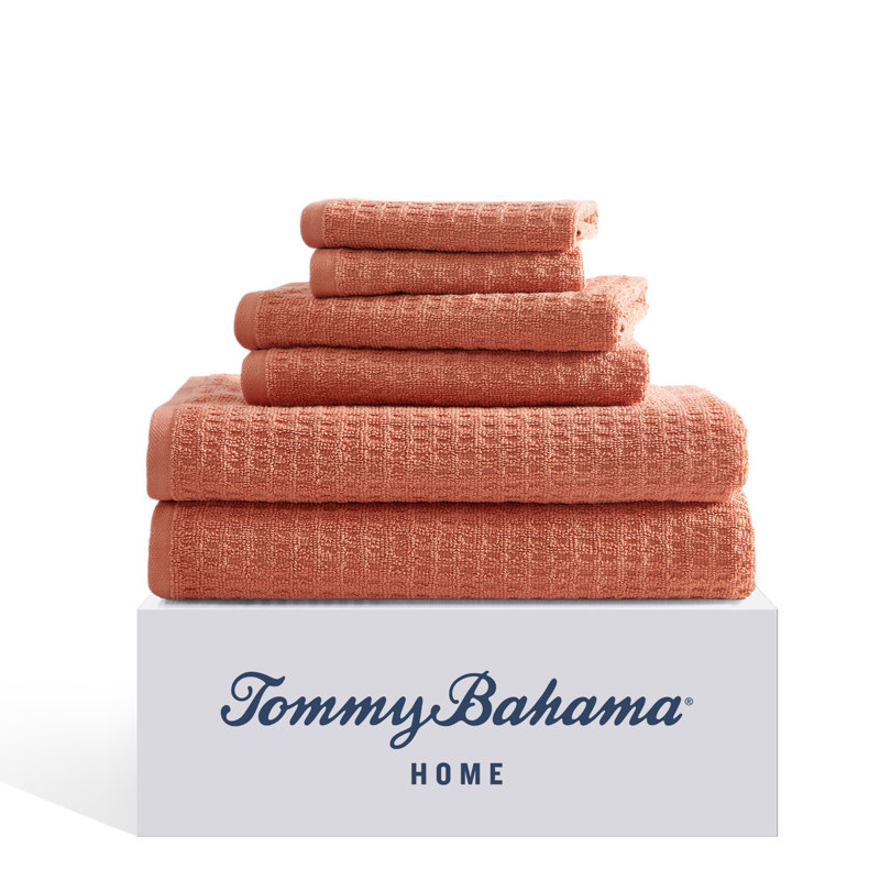 Ensemble de serviettes 100% coton Tommy Bahama, Orange, Ensemble de 6 serviettes de bain
