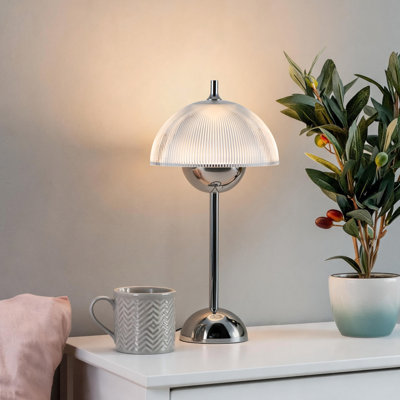 Selene 16.3"H Modern Ribbed Glass LED Bedside Table Lamp