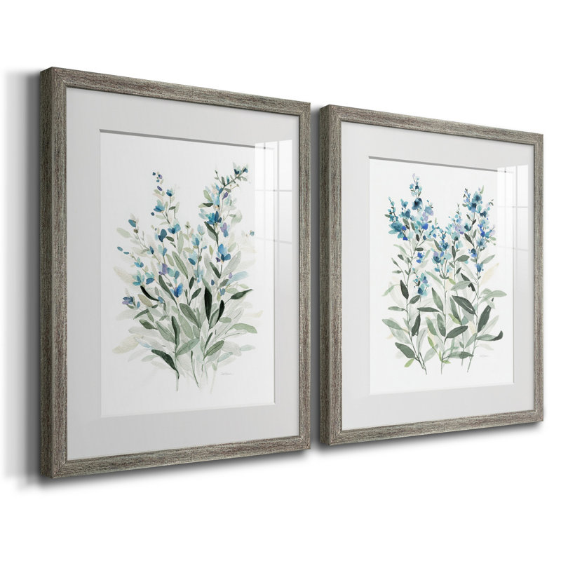 Delicate Blue Botanical I - ensemble de 2 reproductions de cadres photo