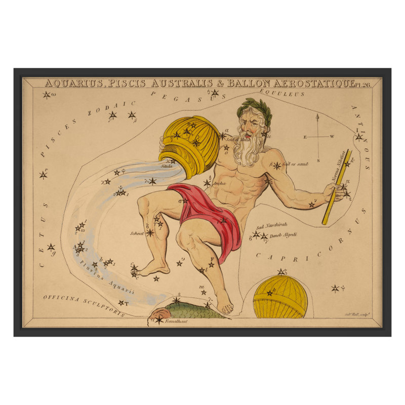 Aquarius Print by Grand Archives, 32" H x 45" W, Black Framed