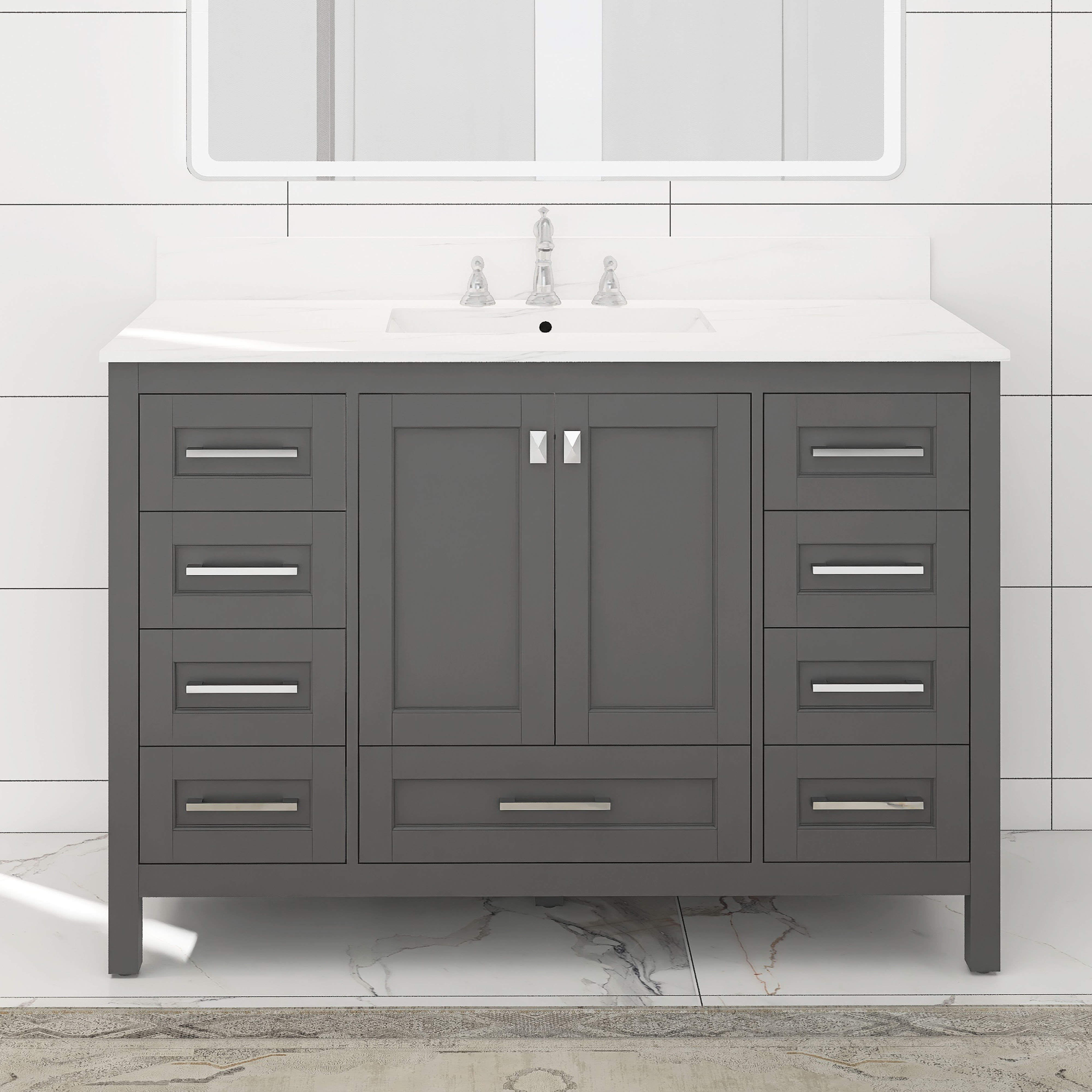 Wildon Home® Emiliani 48'' Single Bathroom Vanity with Engineered Stone ...