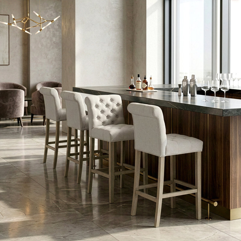 Cirencester Upholstered Counter Stool, Beige, Bar Stool (29'' Seat Height)