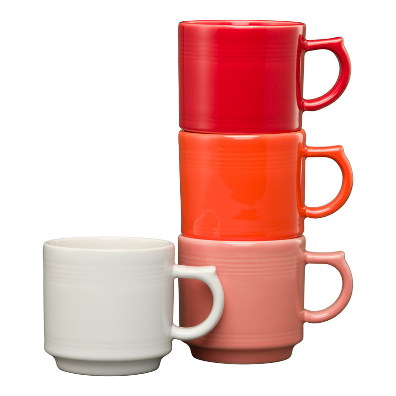 White Ceramic Stackable 16 Oz Mug Set of 4
