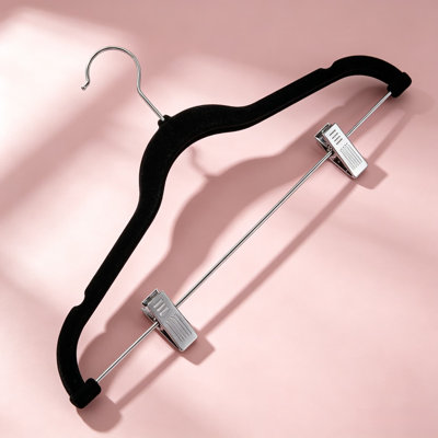 Paquet de 24 cintres de jupe en velours avec pinces, cintres en velours ultra minces et antidérapants pour cintres pour vêtements