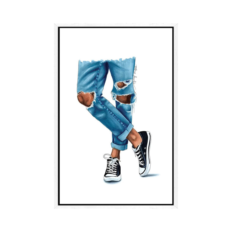 Casual Kicks by Denis Orio Ibañez - Print on Canvas, 101.6 cm H x 66.04 cm W, White Framed