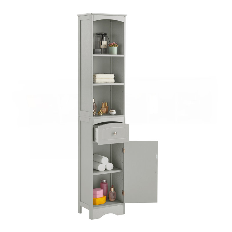 Tall Bathroom Cabinet, Freestanding Storage Cabinet With Drawer, MDF Board, Adjustable Shelf, Grey, Gray