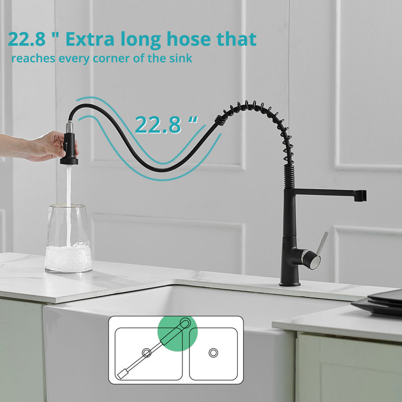 Robinet de lavabo de cuisine automatique automatique - Robinet de cuisine en laiton noir moderne avec détecteur de mouvement sans contact
