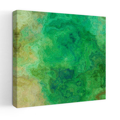 Emerald Green Flow Abstract Contemporary Wall Art Print 1 Piece Wrapped Canvas Wall Art