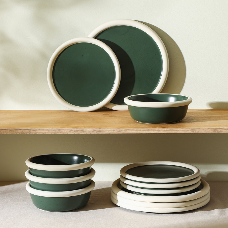 Stone Lain Capri 24-Piece Dinnerware Set Stoneware, Green