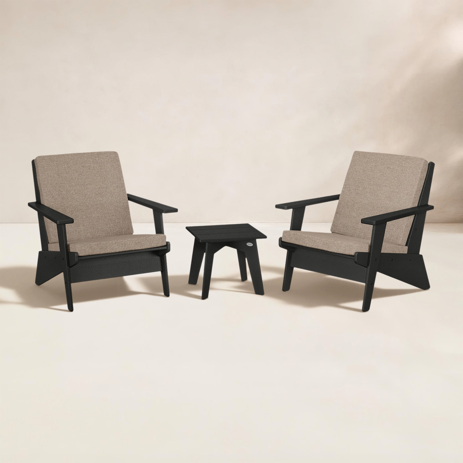 POLYWOOD® Riviera 2-Person Patio Seating Group, Spiced Burlap, Black
