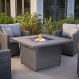 Dellana 42" L x 42" W Handwoven Rattan Outdoor Propane Gas Fire Pit Table with Lid