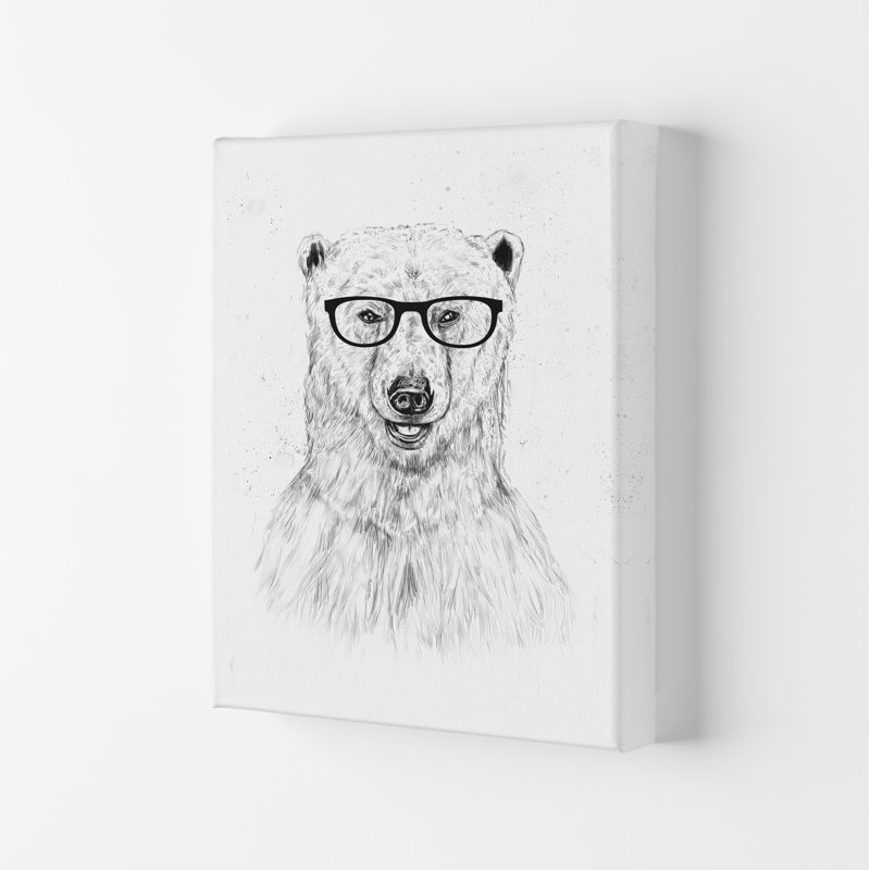 Geeky Bear by Mercedes Lopes Charro - Print, 42cm H x 29.7cm W x 4cm D, Wrapped Canvas