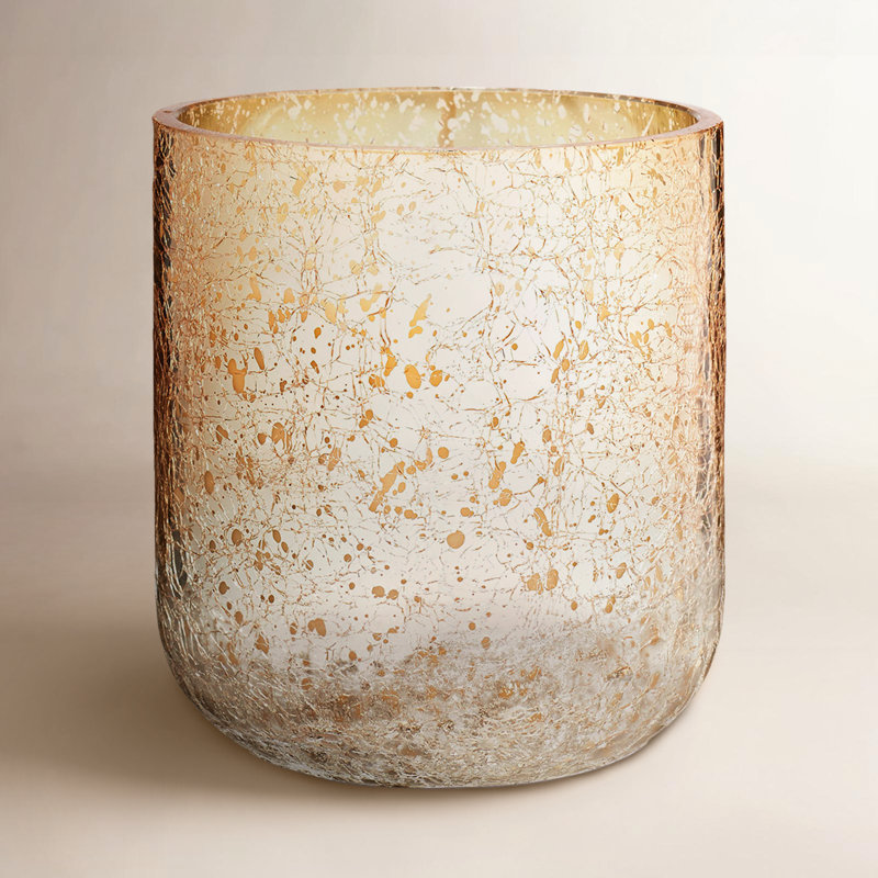 Noble Holiday Winter White Small Crackle Glass Candle, Small Radiant Glass