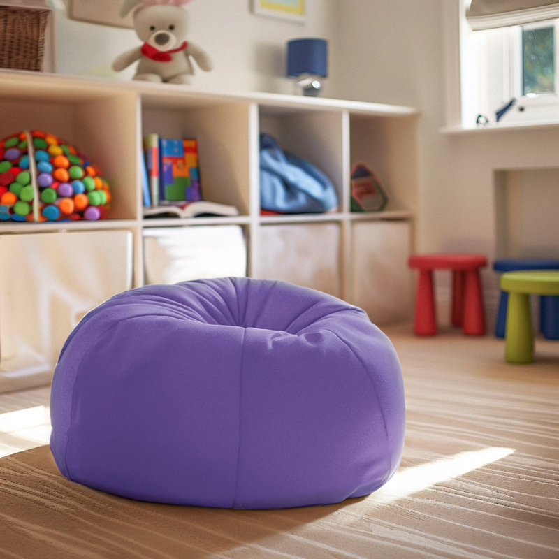 Fauteuil à billes en coton Classic, Sergé de coton mauve, Petit