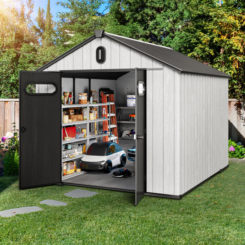 Balconera 8 Ft. W X 10 Ft. D /8 Ft. W X 8 Ft. D Resin Outdoor Storage Shed, 95" H x 91" W x 114.6" D