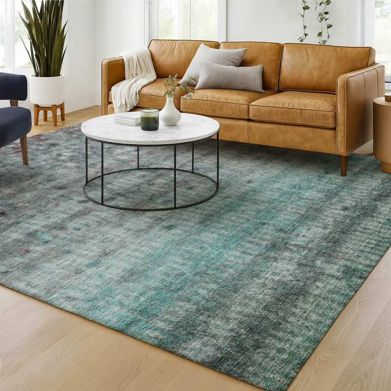 Premium Machine Washable Mayfield Stripes Rug, Teal, 3' x 5'