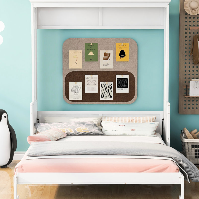 Grand lit avec tablette, blanc - Maximise l'espace de la chambre à coucher et la taille fonctionnelle