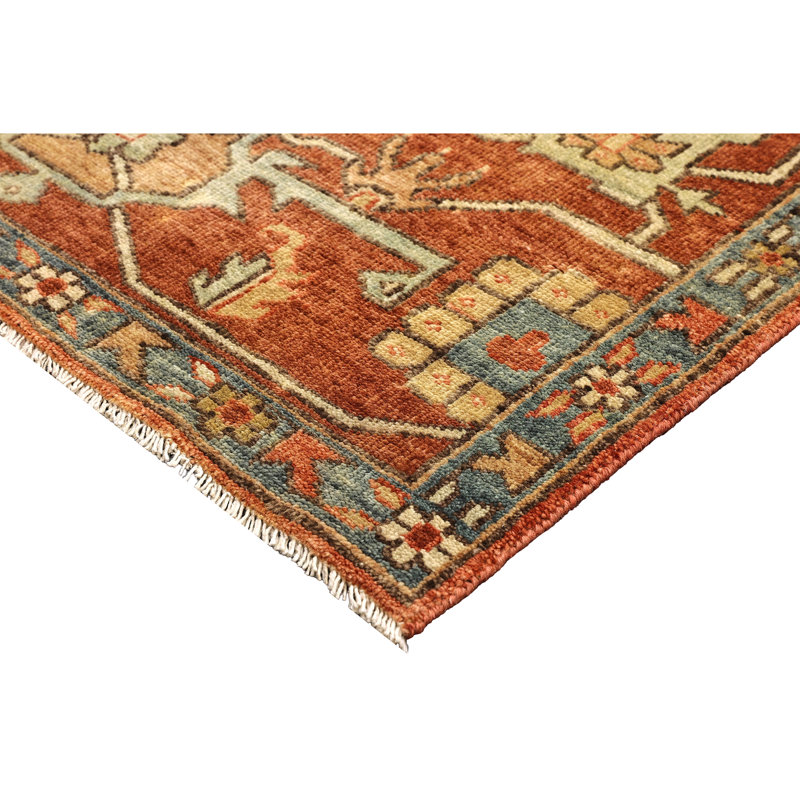 High-Quality Hand-Knotted Rust And Red Area Rug, Rectangle 10' x 14'