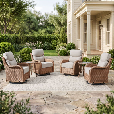 6-Piece Patio Furniture Set With Swivel Glider Chairs, 6-Inch Plush Cushions & Water-Resistant Olefin Fabric