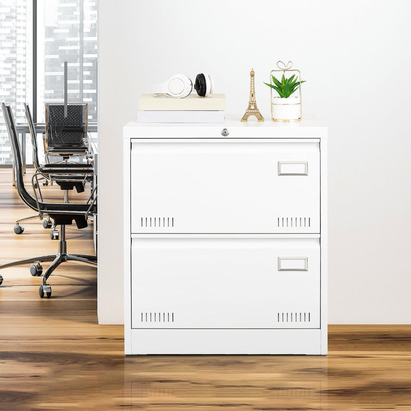 Classeur blanc Office 2 - Verrouillage du métal, gestion efficace des dossiers, amélioration de l'espace de travail 2 tiroirs avec serrure, organisation efficace des papiers, fabrication en métal