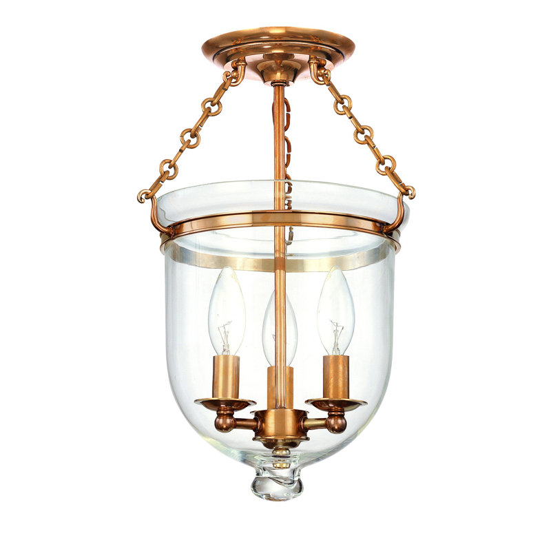 Williamsburg Hampton 3 - Light Semi Flush Mount, Aged Brass/C1