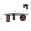 Table basse moderne triangulaire avec trois pieds, pieds en métal et base en chignon pour le salon / chambre d'amis-120279457
