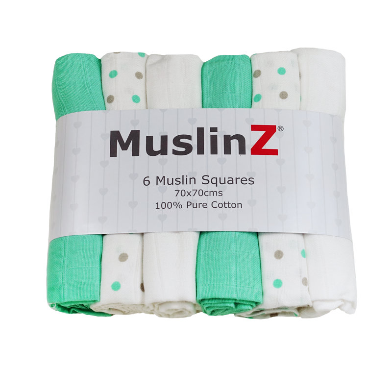 Nona MuslinZ  Baby Muslin Squares 100% Cotton, Mint