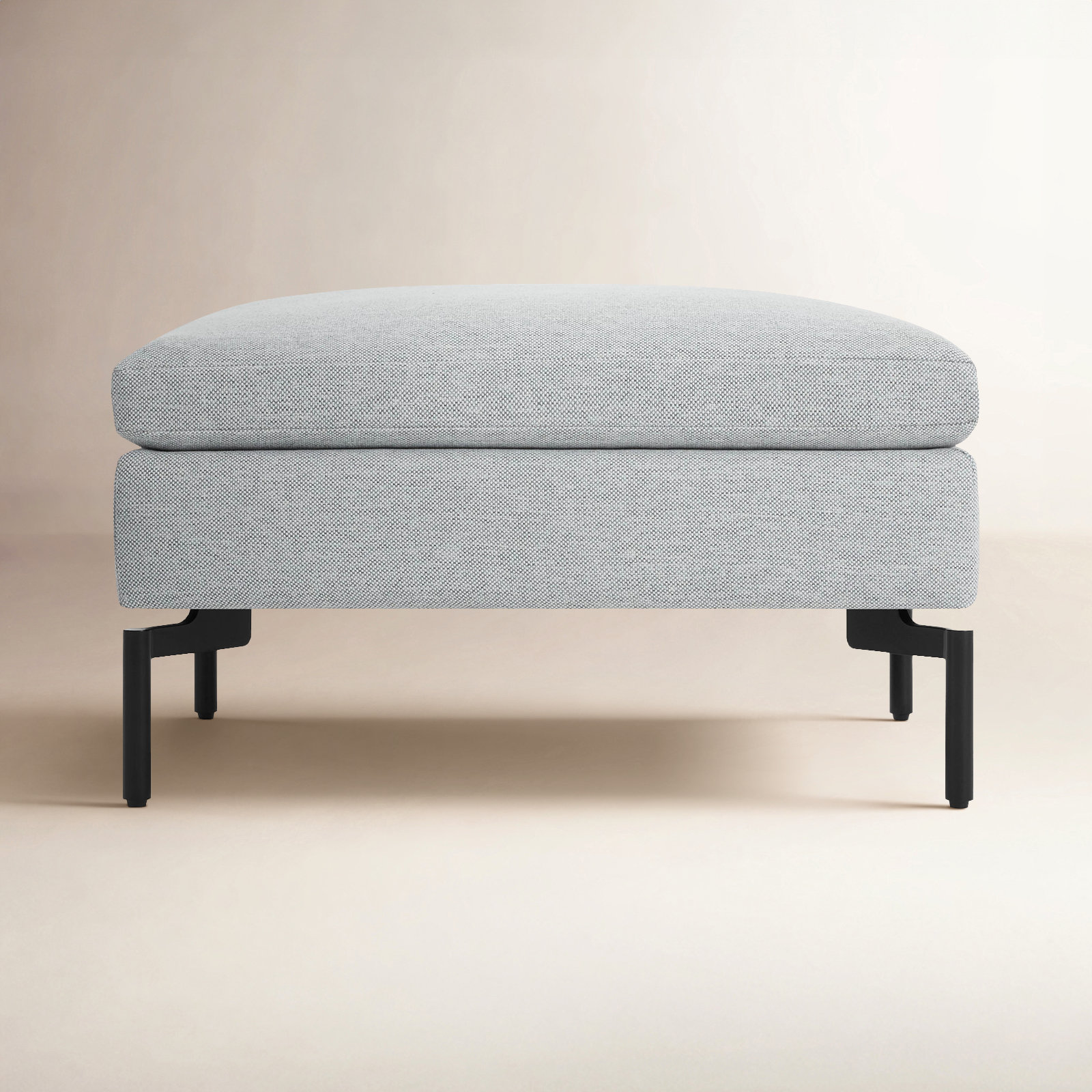 New Standard Upholstered Ottoman, Black, Maharam Mode in Intaglio Crossweave