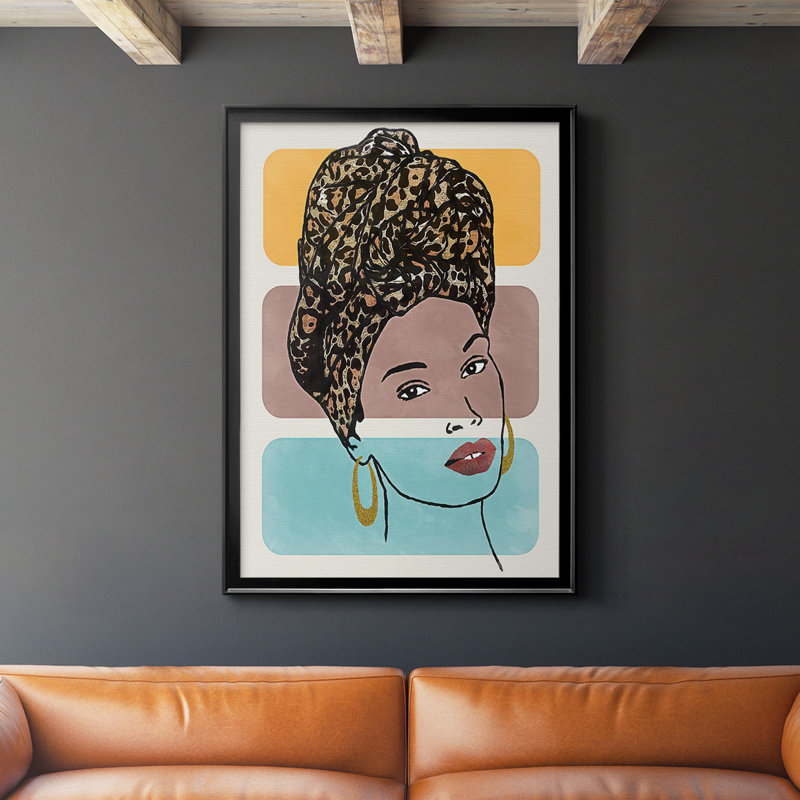 «Head Wrap I», toile encadrée de qualité supérieure - prête à être accrochée, H 24,5 po x l 18,5 po x P 1 po, Noir