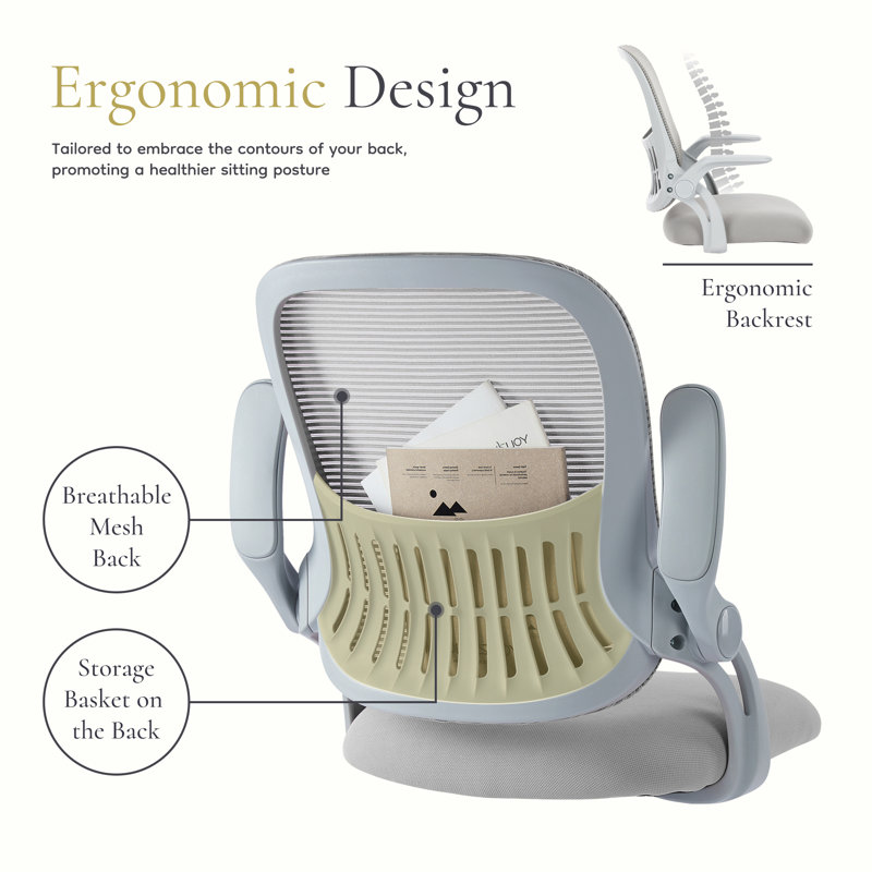 Home Office Ergonomic Mesh Task Chair, White, Gray
