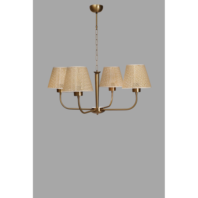 Lustre élégant en métal, finition beige et or, hauteur réglable, 31,5 po x 6,3 po | 4 x douilles E27, 40 W maximum | pour la salle à manger et le vestibule, conception durable et élégante, indice de protection IP20, installation facile